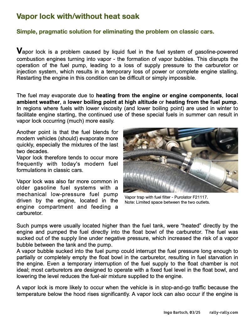 Vapor Lock with-without Heat Soak Solution