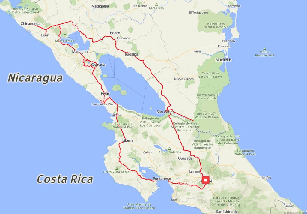 Historic Rally Map Nicaragua La Carrera Veragua